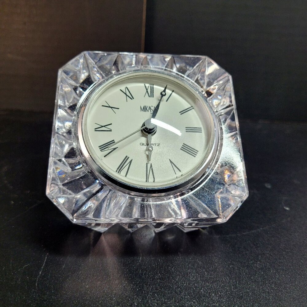 Vintage Mikasa Westminster Square Desk Clock Quartz Crystal Austria German